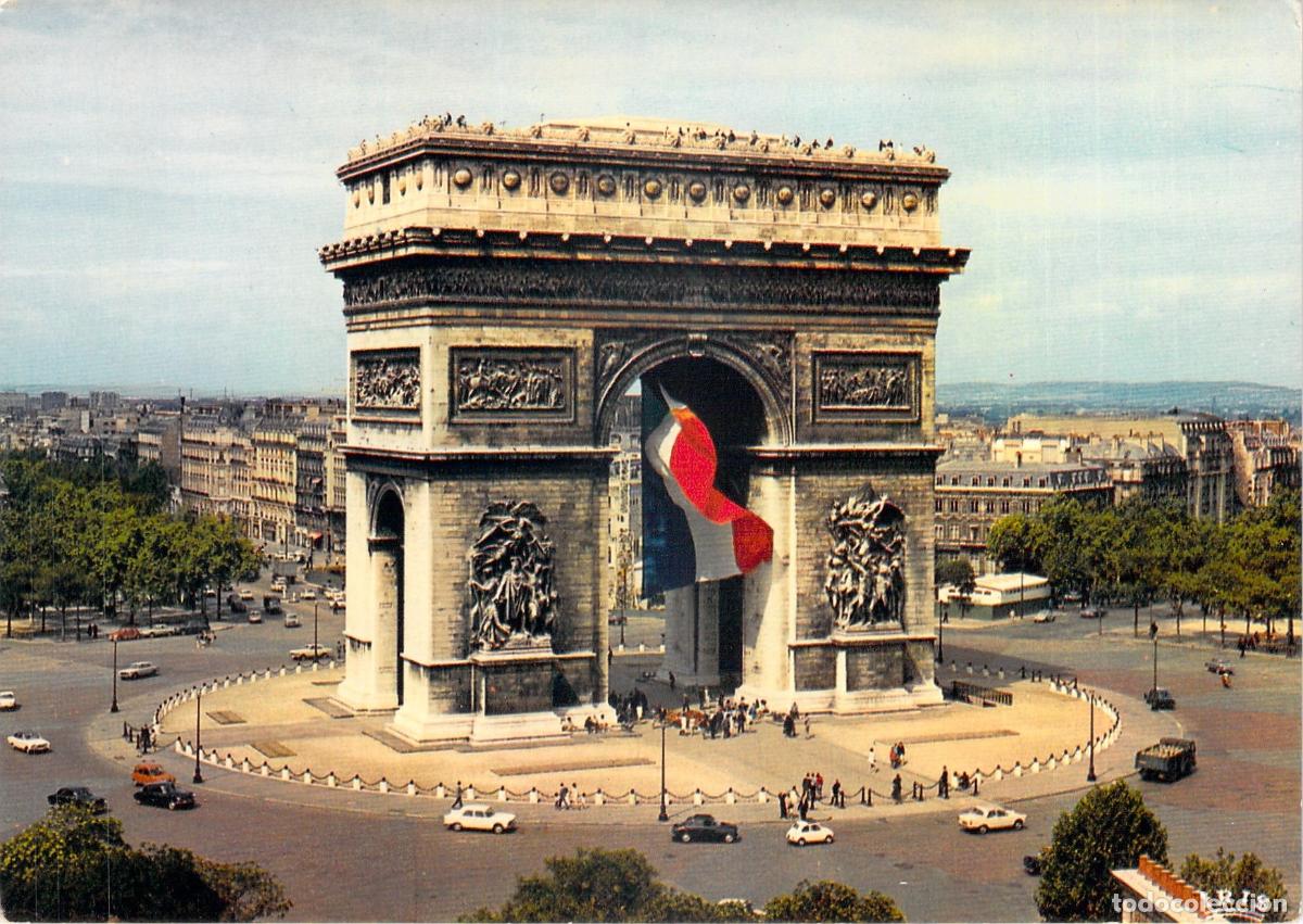 Postales: Postal del Arco de Triunfo y Plaza Charles-de-Gaulle en Par&iacute;s