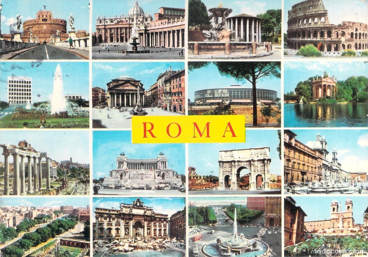 Postales: Postal Tur&iacute;stica de Roma con Vistas M&uacute;ltiples de Monumentos
