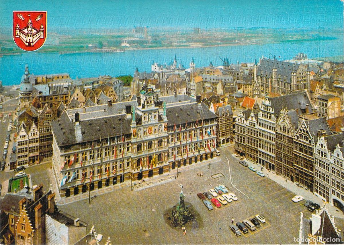 Postales: Postal de Amberes Grote Markt y Ayuntamiento B&eacute;lgica