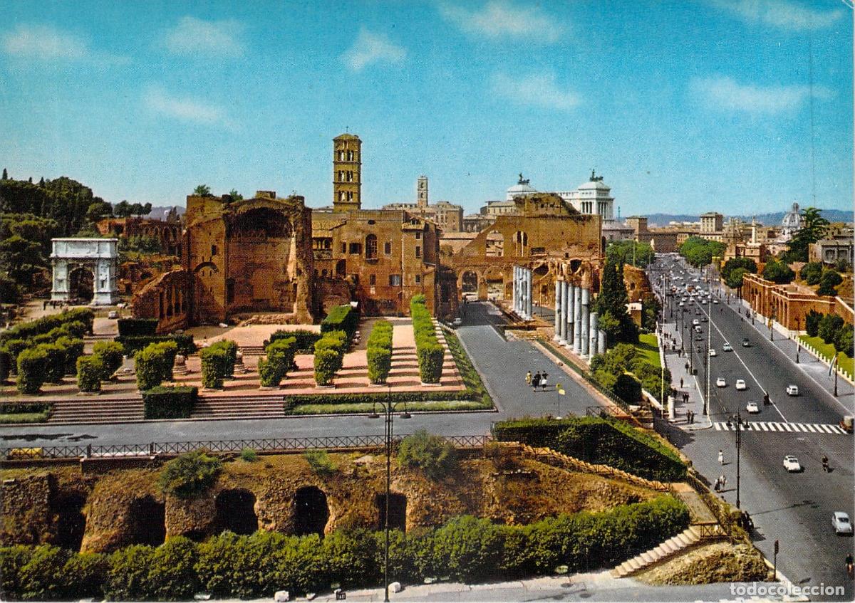 Postales: Postal de Roma - Vista de la Via dei Fori Imperiali y Ruinas, Italia
