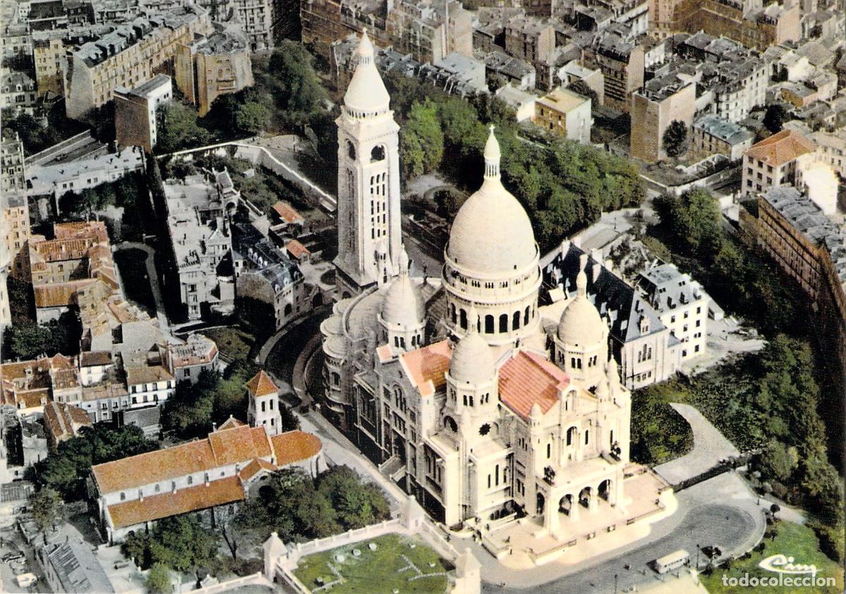 Postales: Postal de la Bas&iacute;lica del Sagrado Coraz&oacute;n en Par&iacute;s, Vista A&eacute;rea