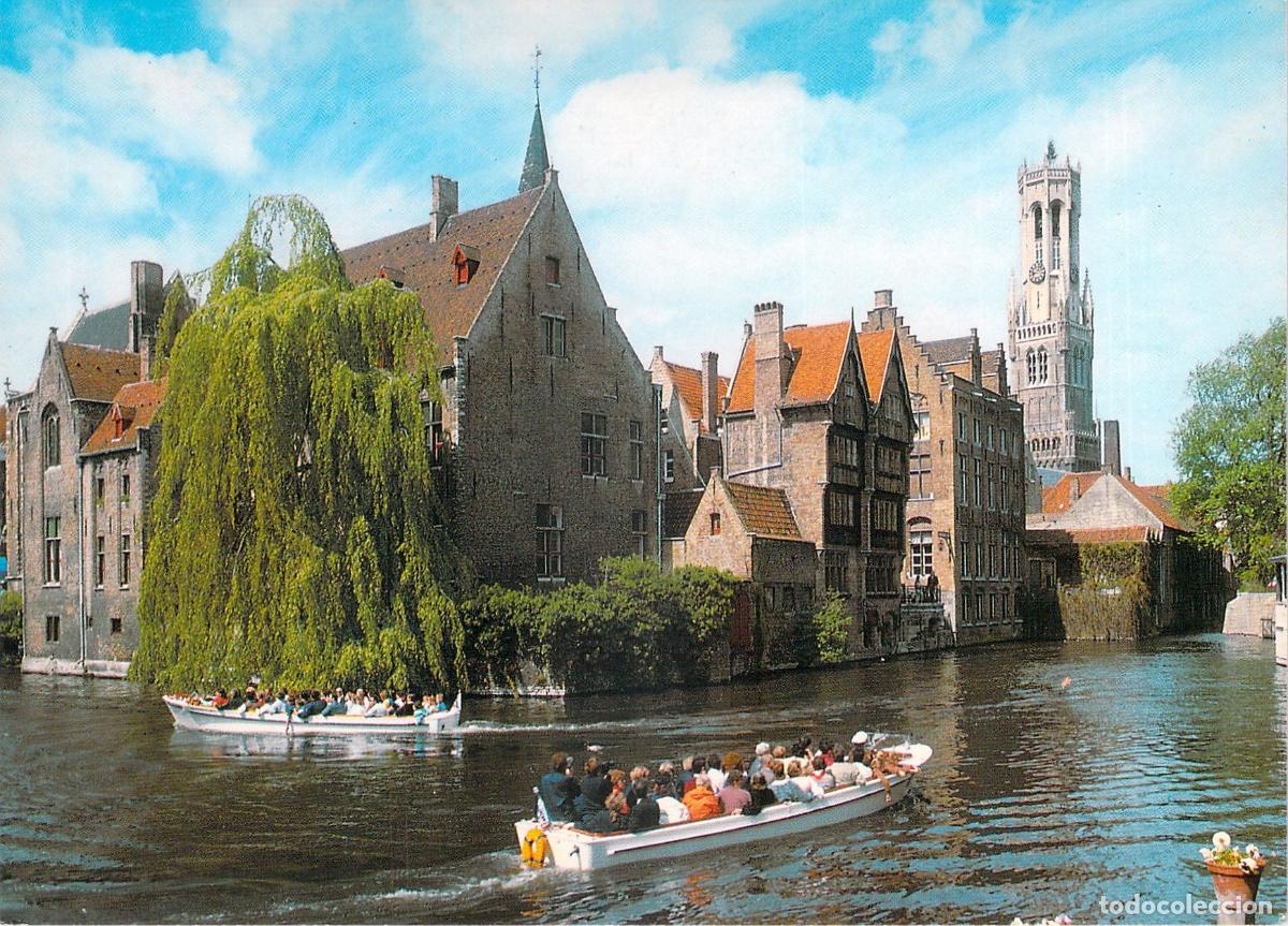Postales: Postal de Brujas Rozenhoedkaai con el Campanario Belfry B&eacute;lgica