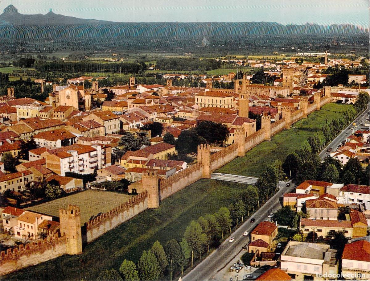 Postales: Postal de Vista A&eacute;rea de Montagnana y Murallas Medievales, Italia