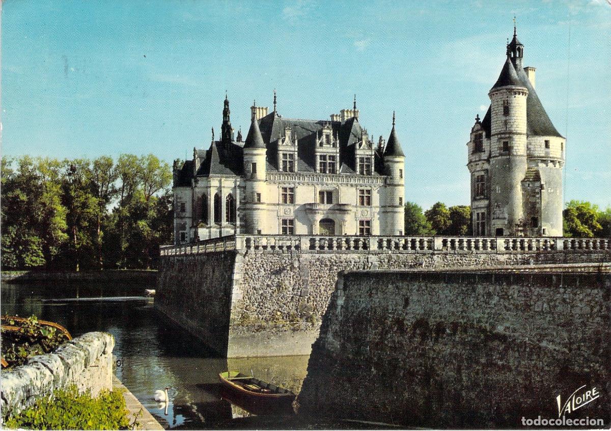 Postales: Postal Castillo de Chenonceau y Torre de los Marques, Valle del Loira