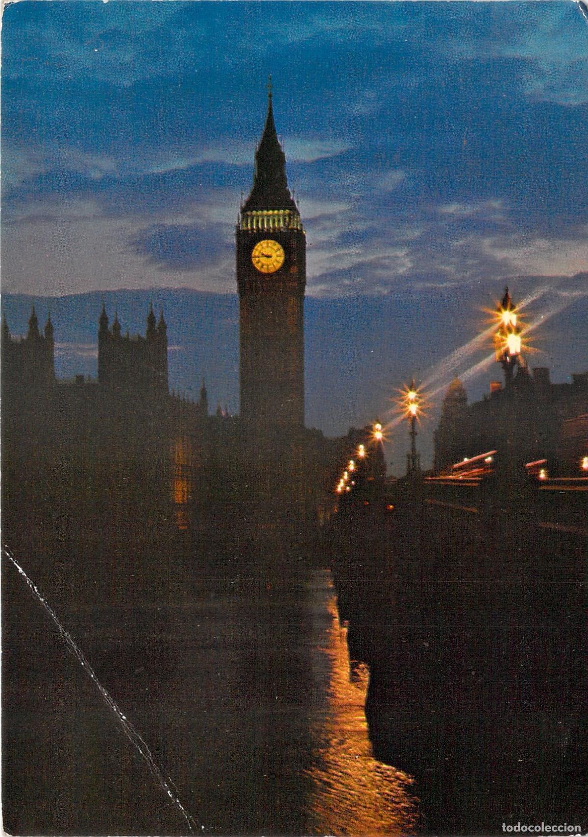 Postales: Postal de Big Ben y Parlamento de Londres de Noche