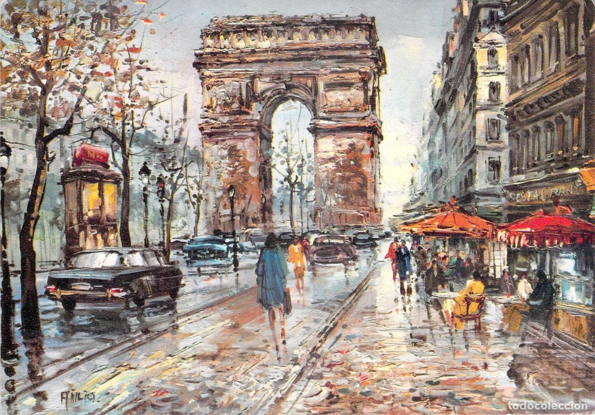 Postales: Postal de Par&iacute;s - Arco del Triunfo y Campos El&iacute;seos