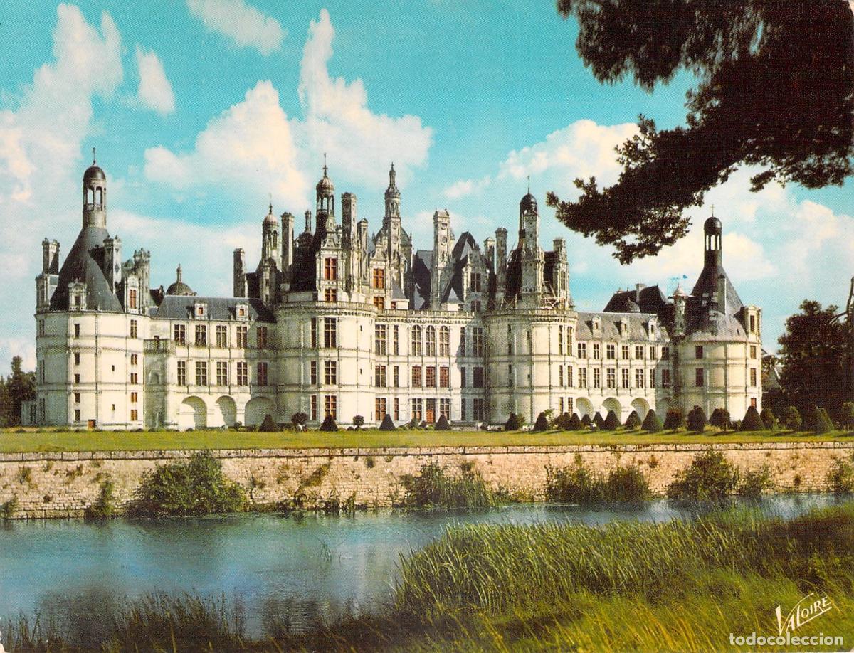 Postales: Postal del Castillo de Chambord, Fachada Principal y R&iacute;o Cosson