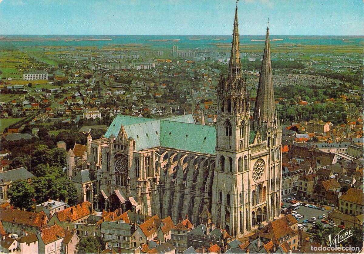 Postales: Postal de la Catedral de Chartres, Vista A&eacute;rea de Francia