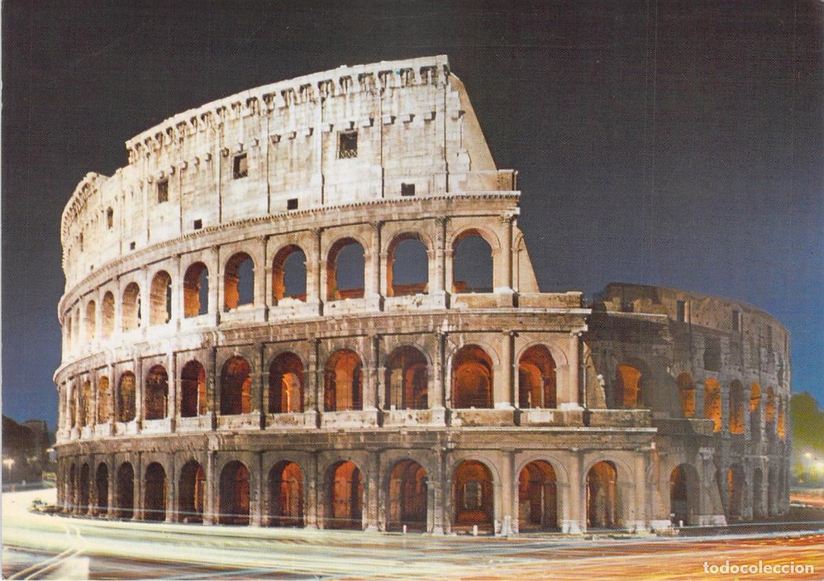 Postales: Postal de Roma, Italia - Vista Nocturna del Coliseo Iluminado