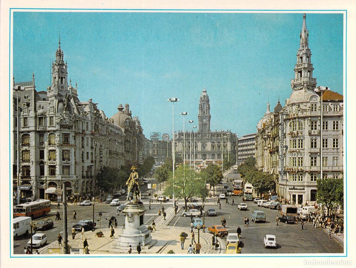 Postales: Postal de la Avenida de los Aliados y Ayuntamiento de Oporto