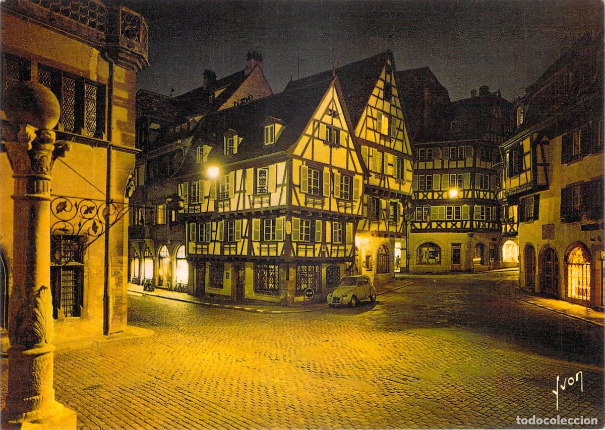 Postales: Postal de Colmar Rue des Marchands de Noche Alsacia