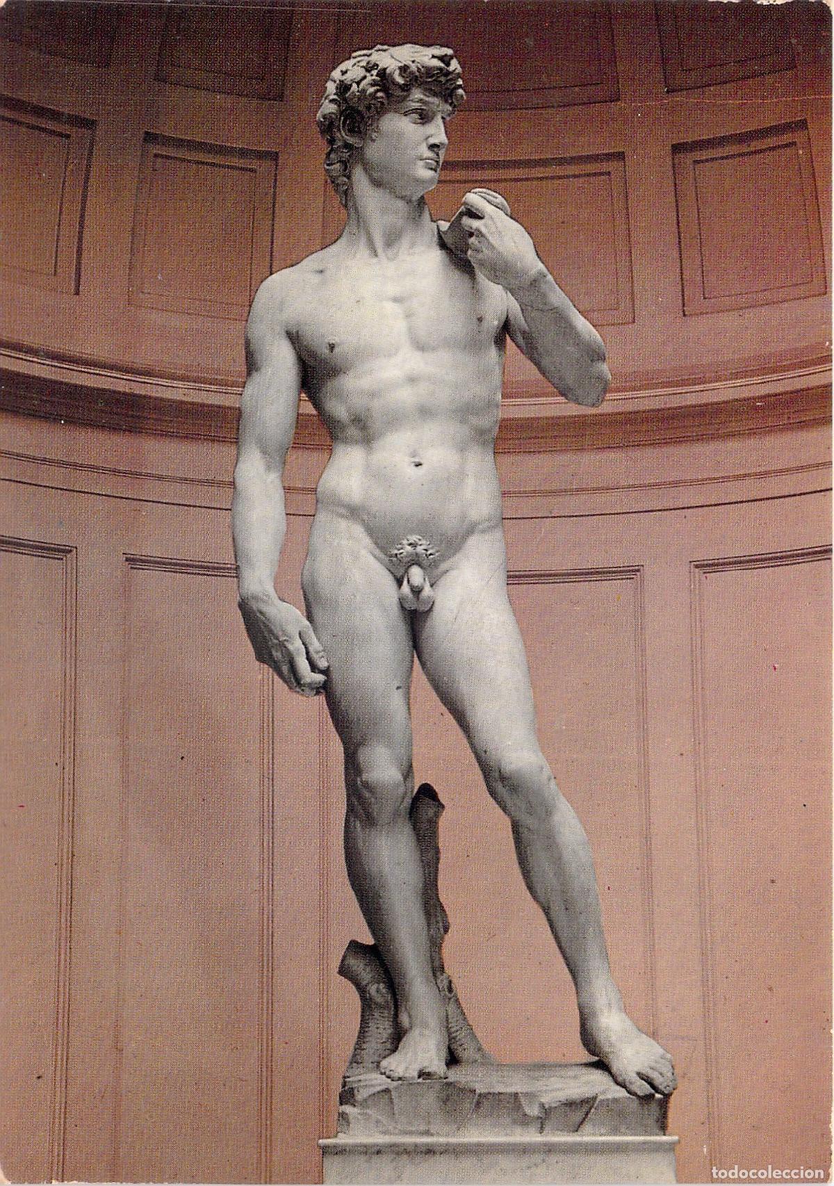 Postales: Postal del David de Miguel &Aacute;ngel en la Galer&iacute;a de la Academia de Florencia