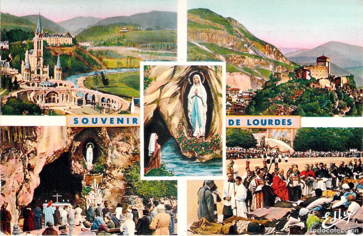 Postales: Postal de Lourdes, Francia: Santuario y Procesi&oacute;n de Peregrinos