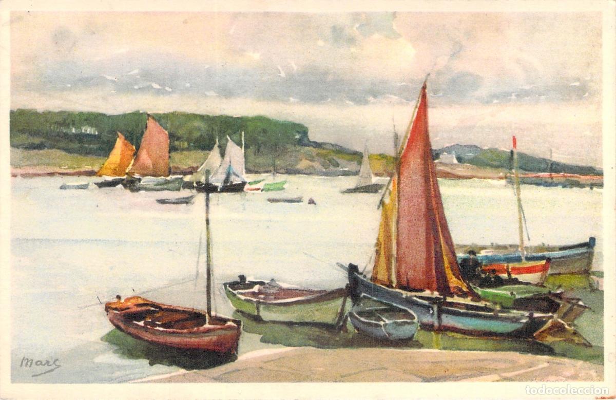 Postales: Postal de barcos de pesca en el puerto de Concarneau