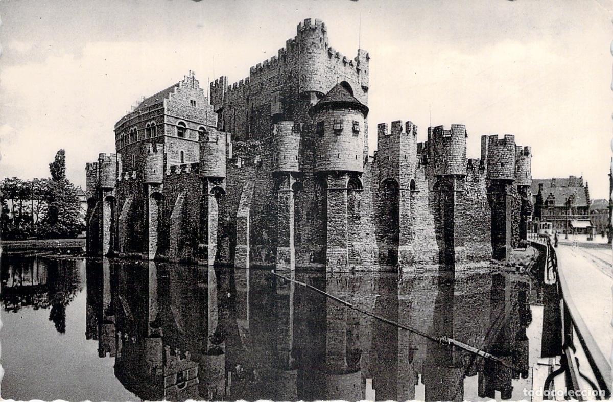 Postales: Postal del Castillo Gravensteen en Gante, B&eacute;lgica