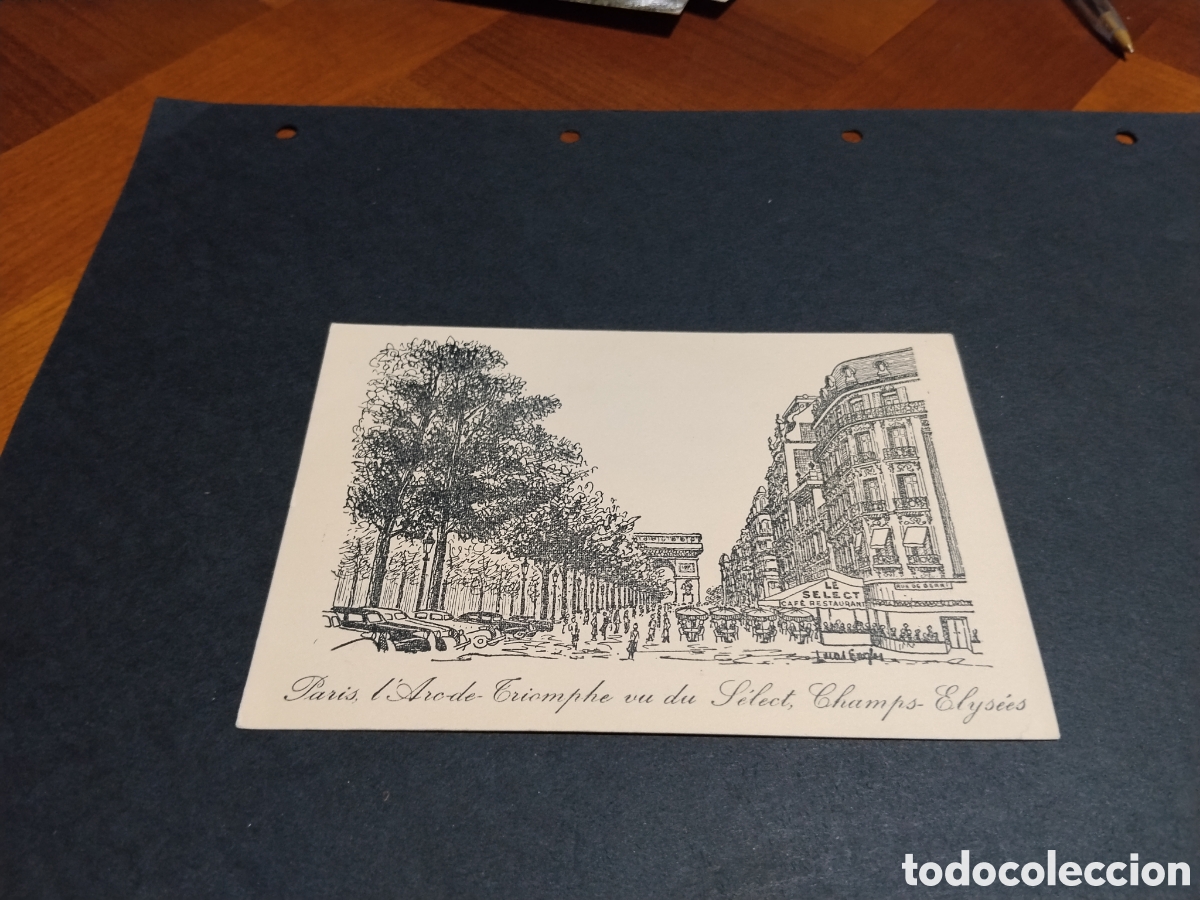 Postales: P&oacute;stal dibujo Paris arco del triunfo,cognac Normandin