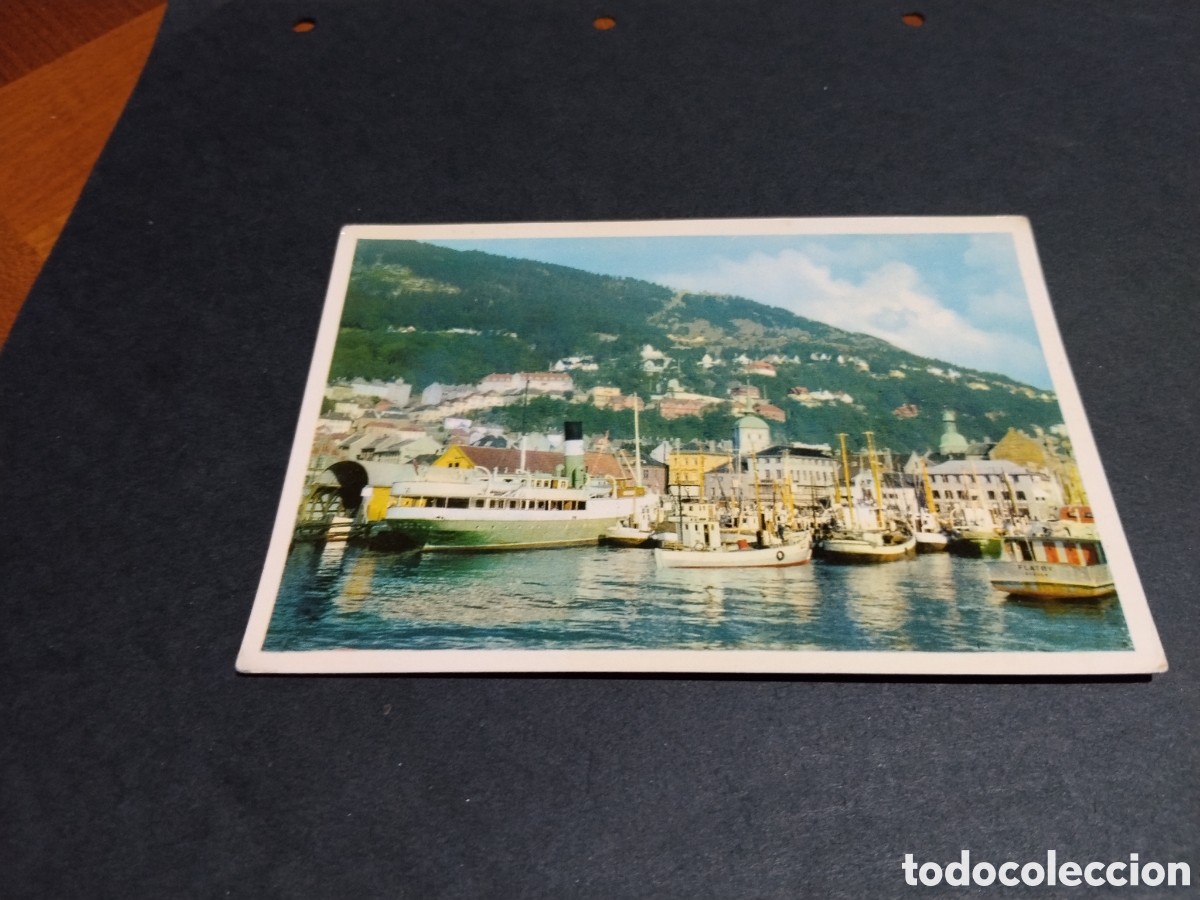 Postales: Postal Bergen, puerto barcos Noruega