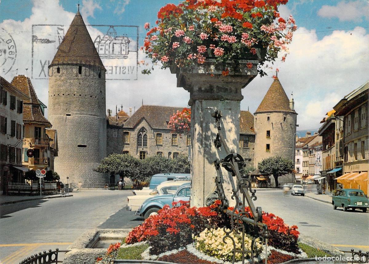 Postales: Postal de Yverdon-les-Bains Castillo y Plaza en Suiza