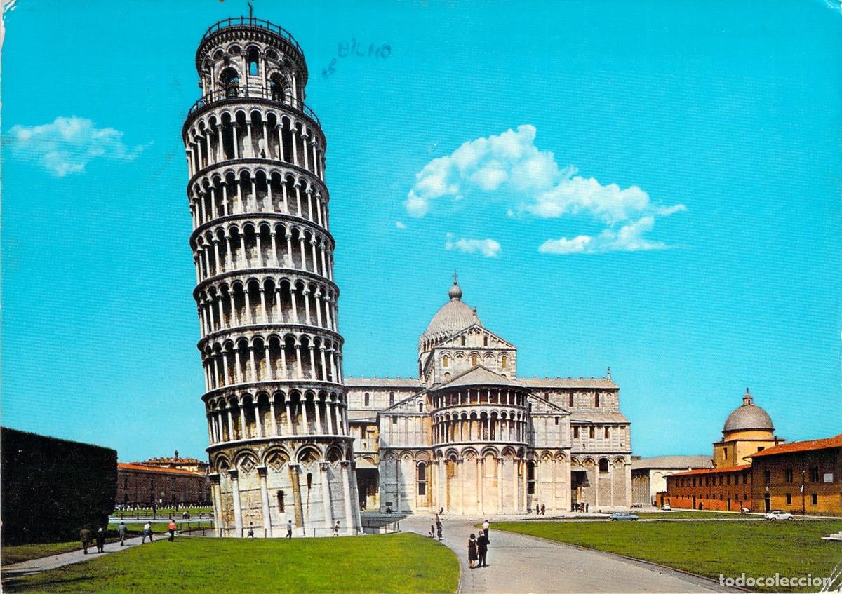 Postales: Postal de la Torre inclinada de Pisa y la Piazza dei Miracoli
