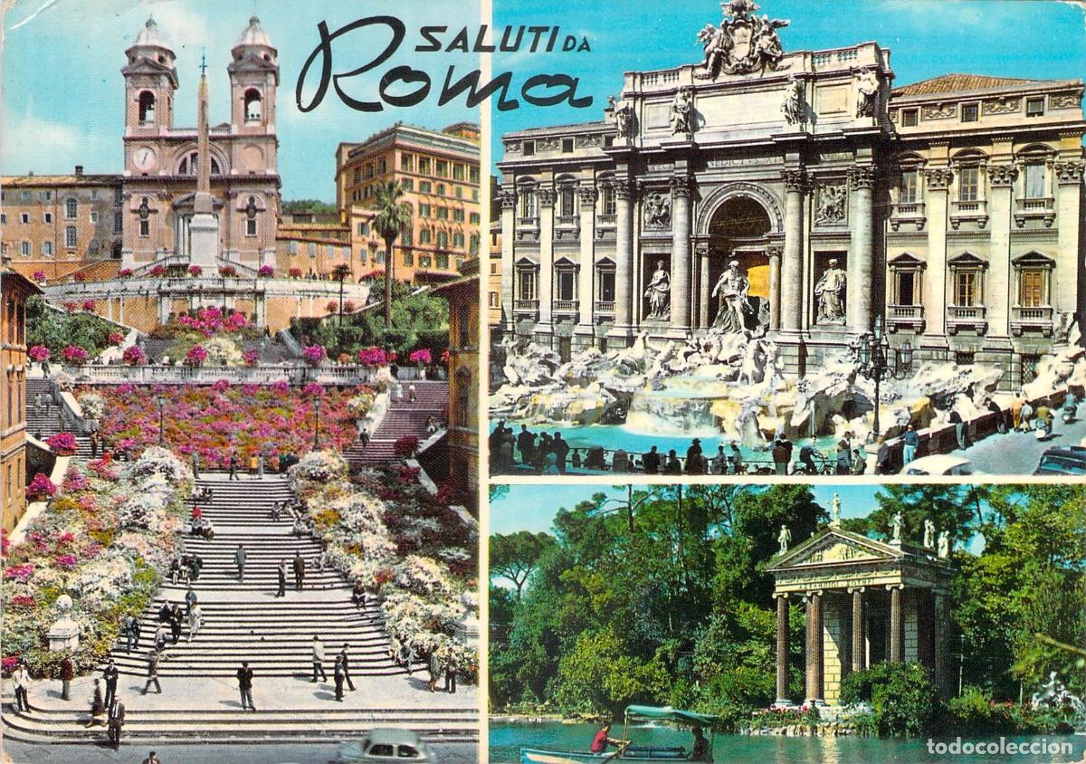 Postales: Postal de Roma con Mosaico de Monumentos Famosos