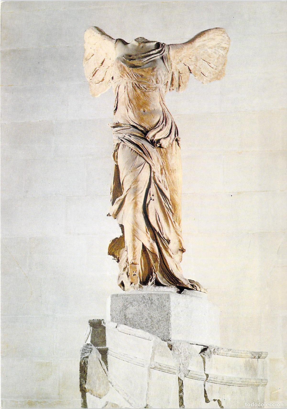 Postales: Postal de la Victoria de Samotracia en el Museo del Louvre, Par&iacute;s