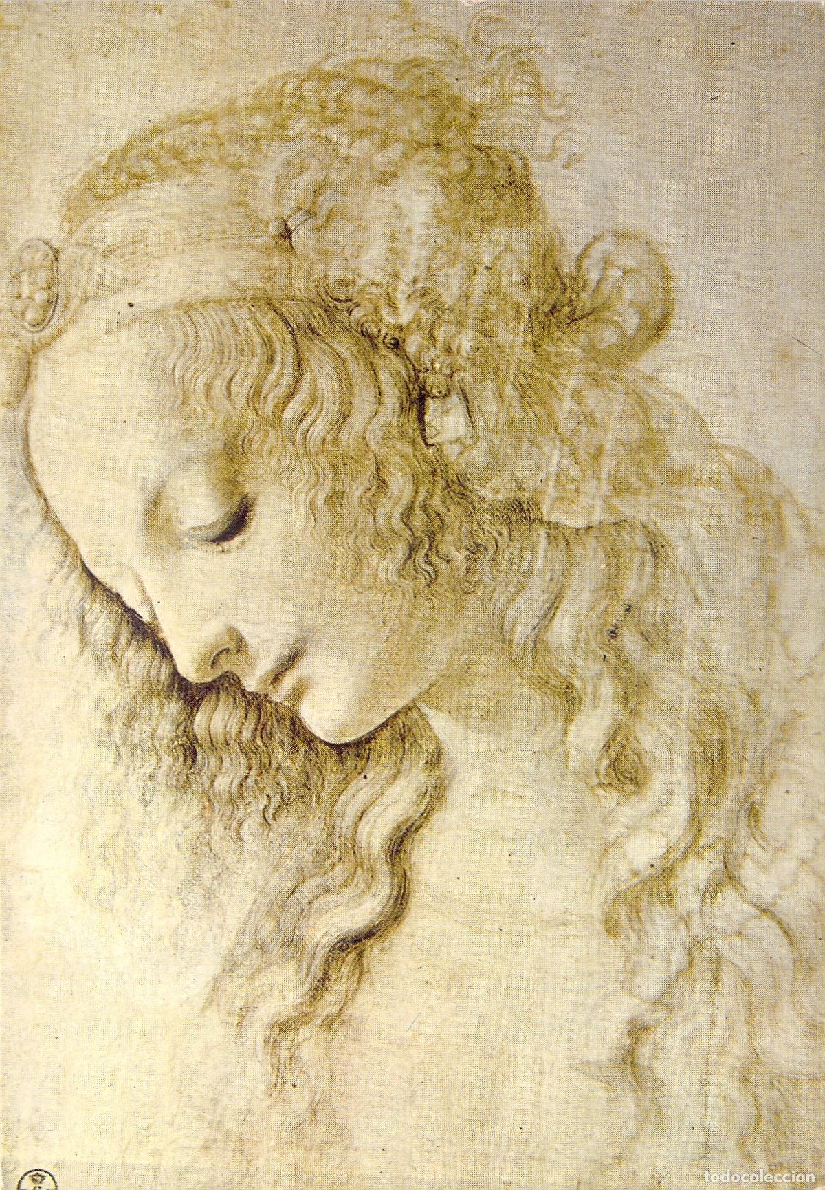 Postales: Postal de Leonardo da Vinci Estudio para una Magdalena Galer&iacute;a Uffizi