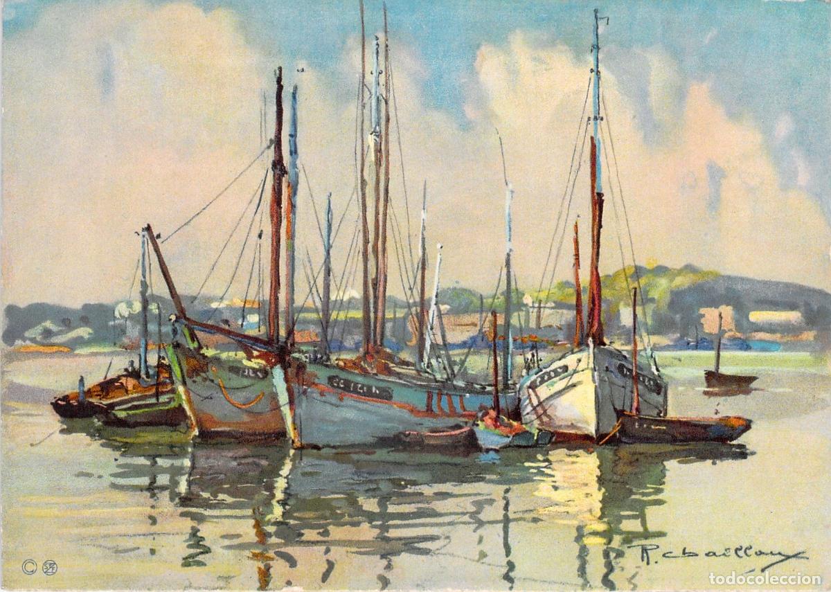 Postales: Postal de barcos pesqueros en el puerto de Concarneau