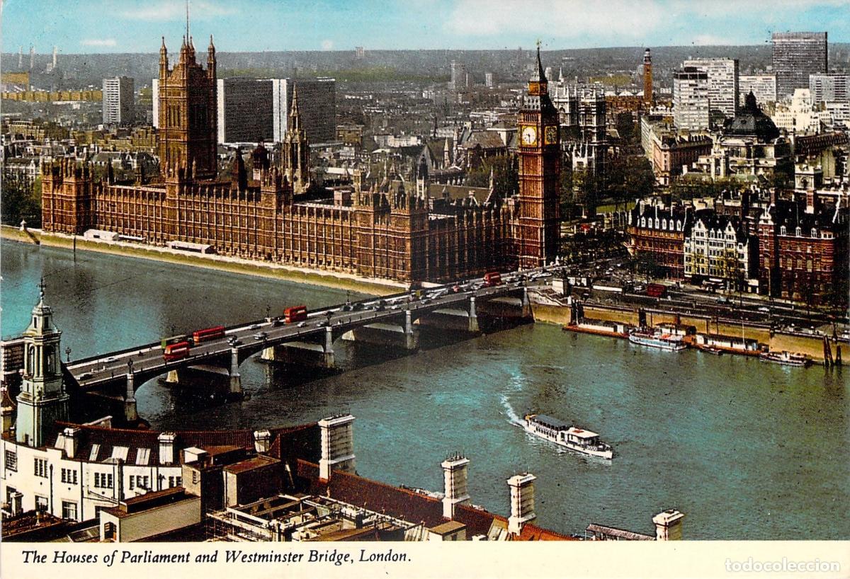 Postcards: Postal de las Casas del Parlamento y Westminster Bridge en Londres