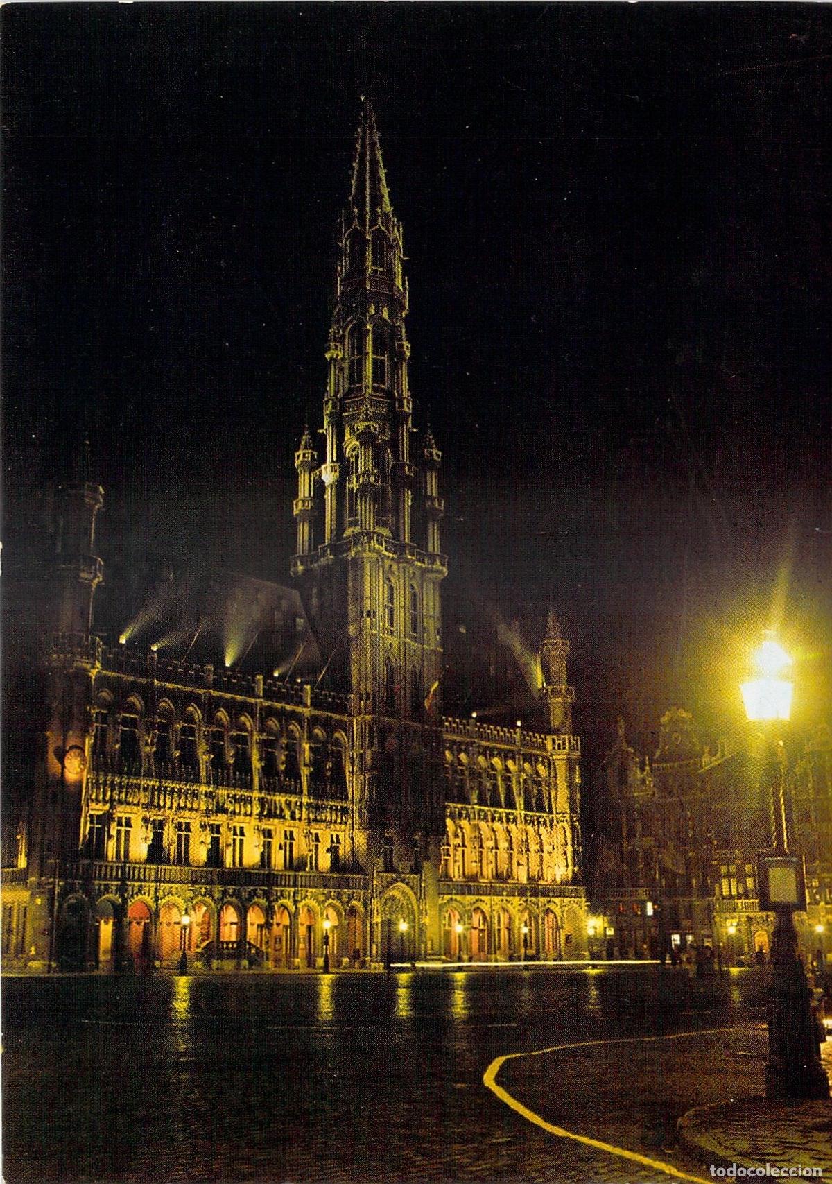 Postales: Postal de Bruselas Ayuntamiento de Noche