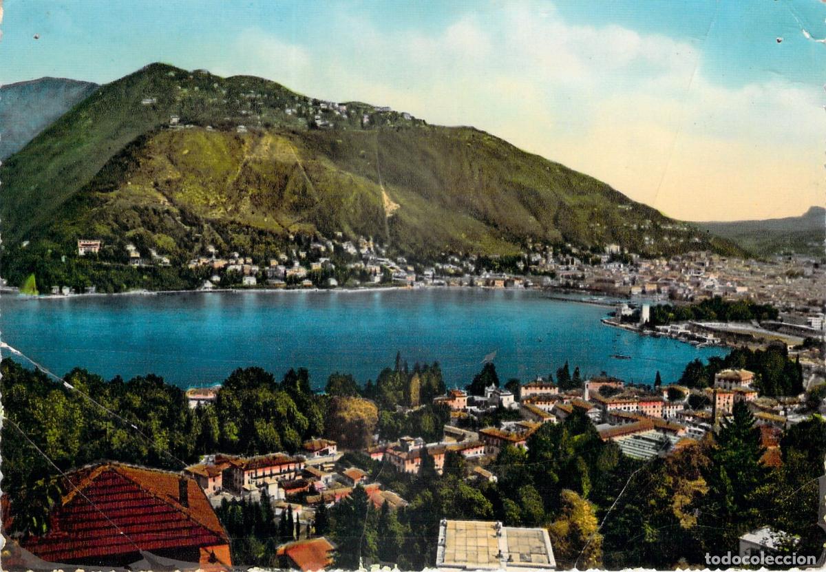 Postales: Postal de panorama del Lago de Como y Brunate en Italia