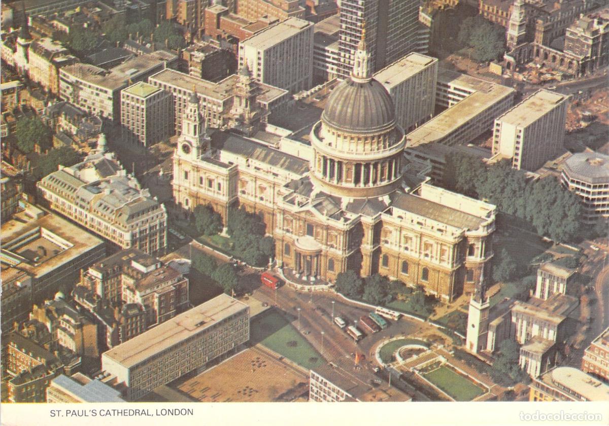Postales: Postal de la Catedral de San Pablo en Londres vista desde el aire