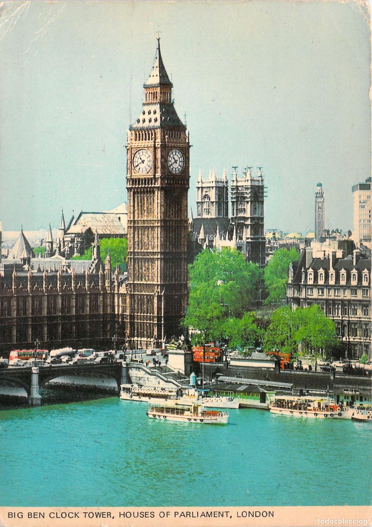 Postales: Postal de Londres con Big Ben y el Parlamento Brit&aacute;nico