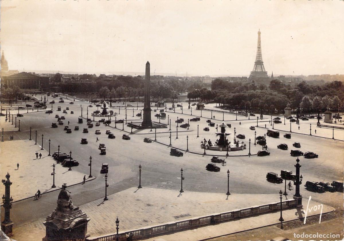 Postales: Postal de Place de la Concorde y Torre Eiffel en Paris