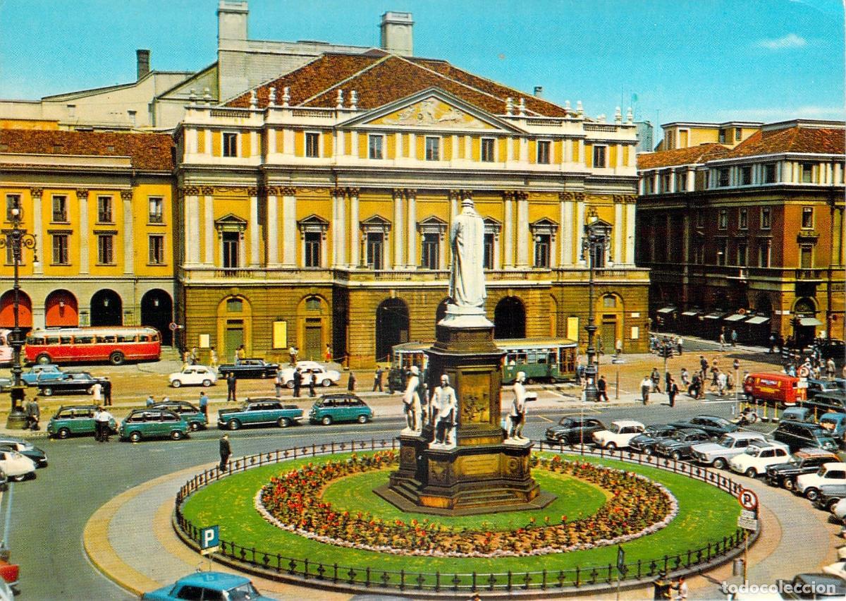 Postales: Postal de la Piazza della Scala en Mil&aacute;n, Italia