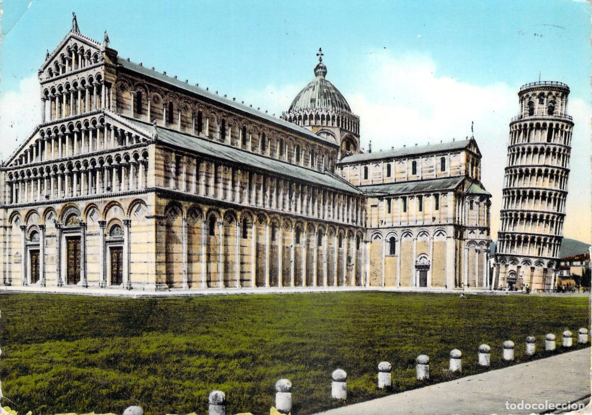 Postales: Postal de la Catedral y Torre de Pisa en Italia