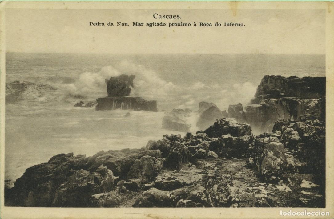 Postales: N&ordm; 5088-CASCAES. Pedra da Nau. Mar agitado proximo &agrave; Boca do Inferno. Sin circular.