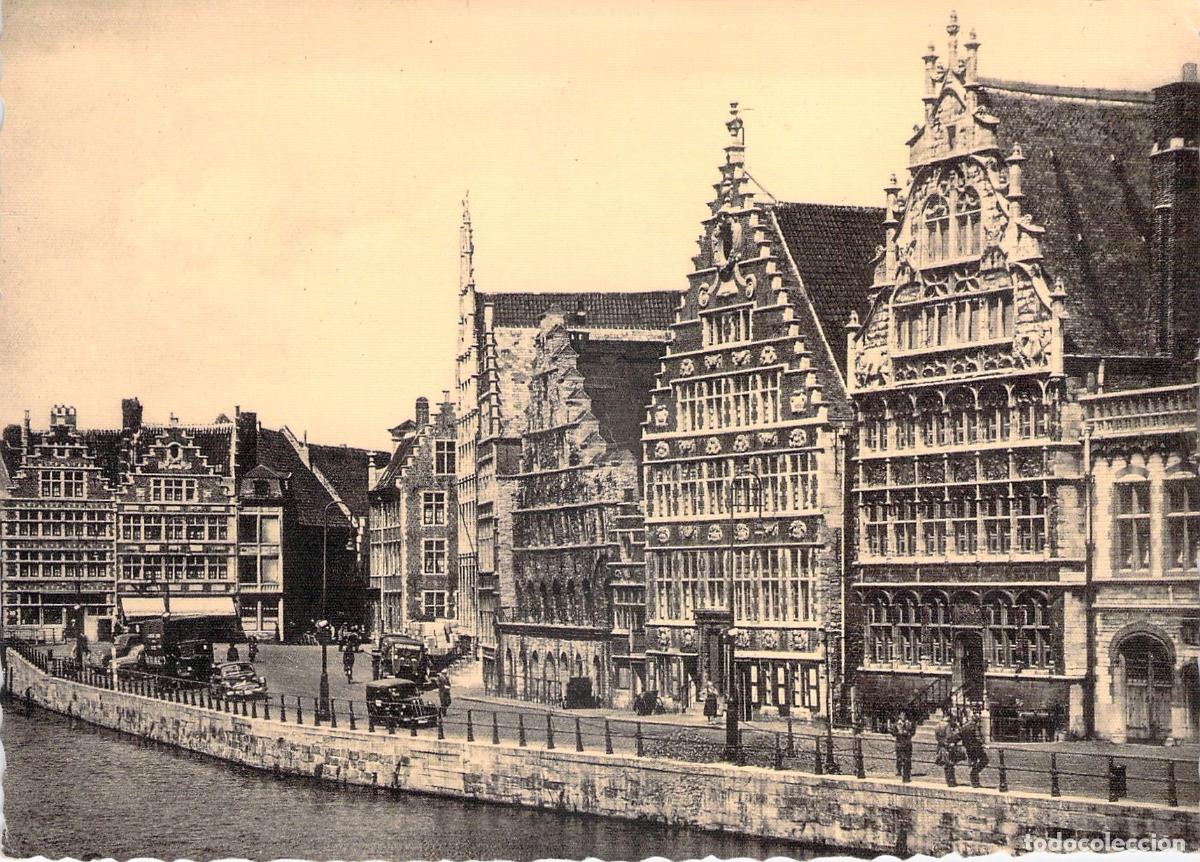 Postales: Postal de Gante Graslei y Quai aux-Herbes en B&eacute;lgica