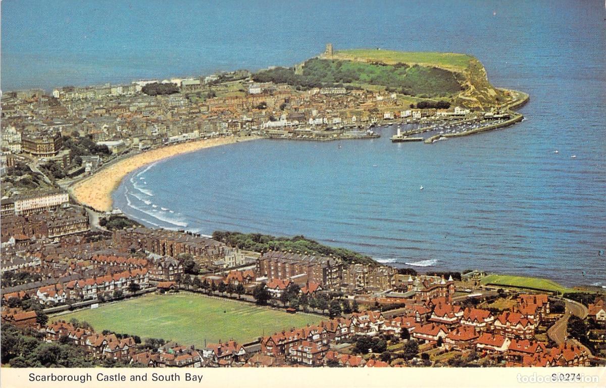 Postales: Postal de Scarborough Castle y South Bay