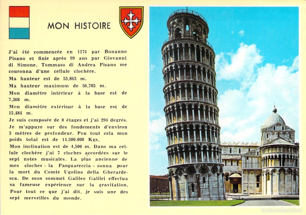Postales: Postal de la Torre de Pisa en Italia