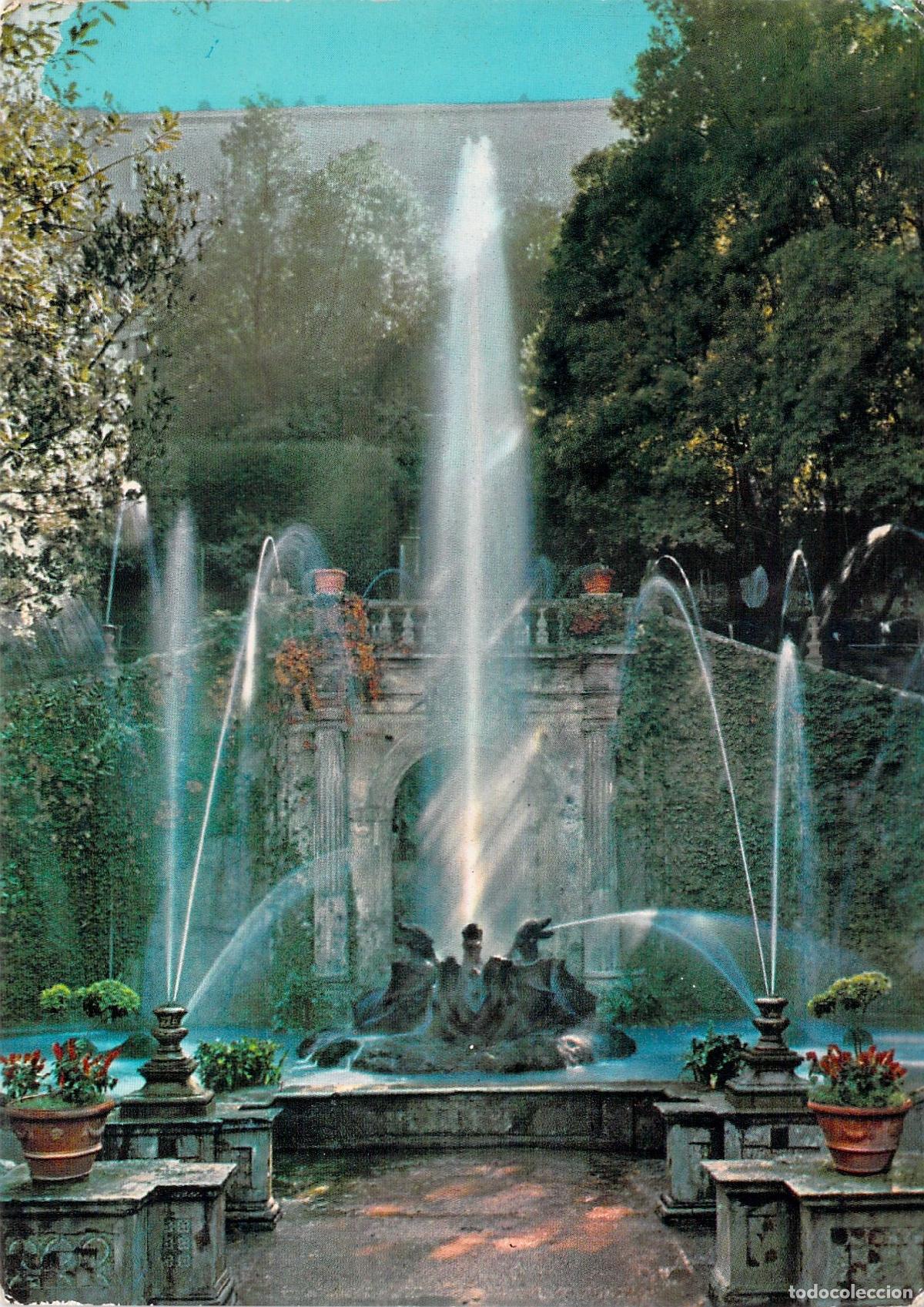 Postales: Postal de la Fuente de los Dragones en Villa d'Este, Tivoli