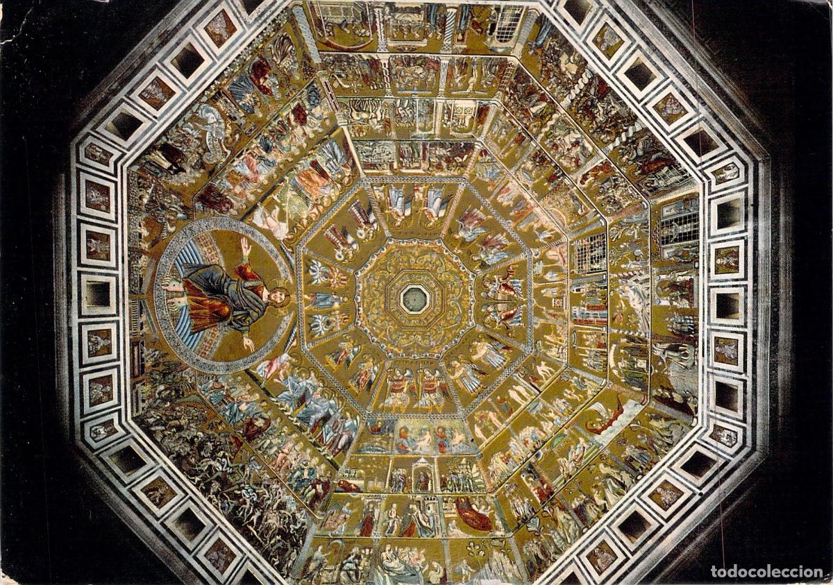Postales: Postal de la c&uacute;pula con mosaicos del Baptisterio de Florencia