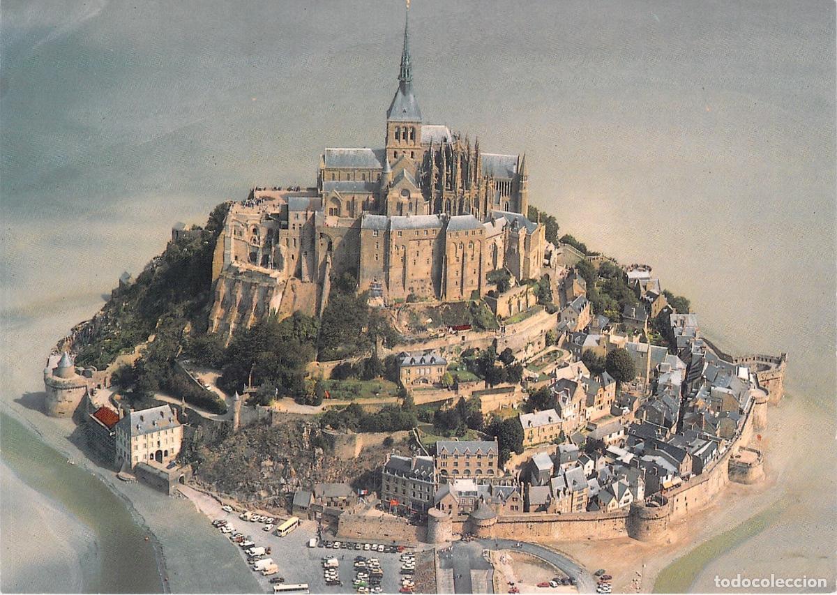 Postales: Postal de la Abad&iacute;a de Mont-Saint-Michel en Francia