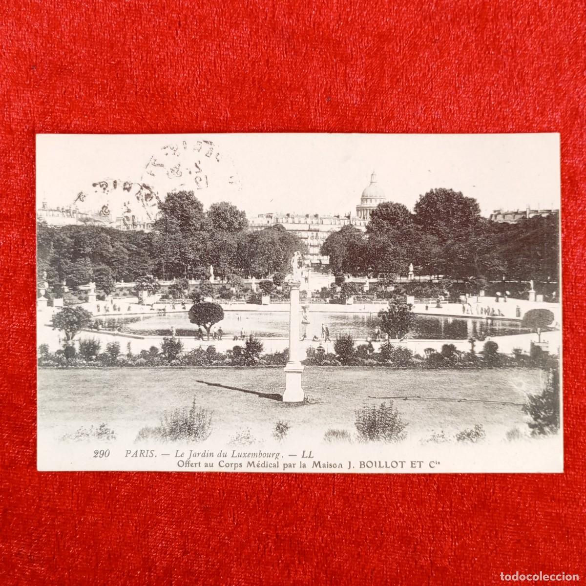 Postales: POSTAL - PARIS - 290 - LE JARDIN DU LUXEMBOURG - OFFERT AU CORPS M&Eacute;DICAL J. BOILLOT - RAR&Iacute;SIMA / 829
