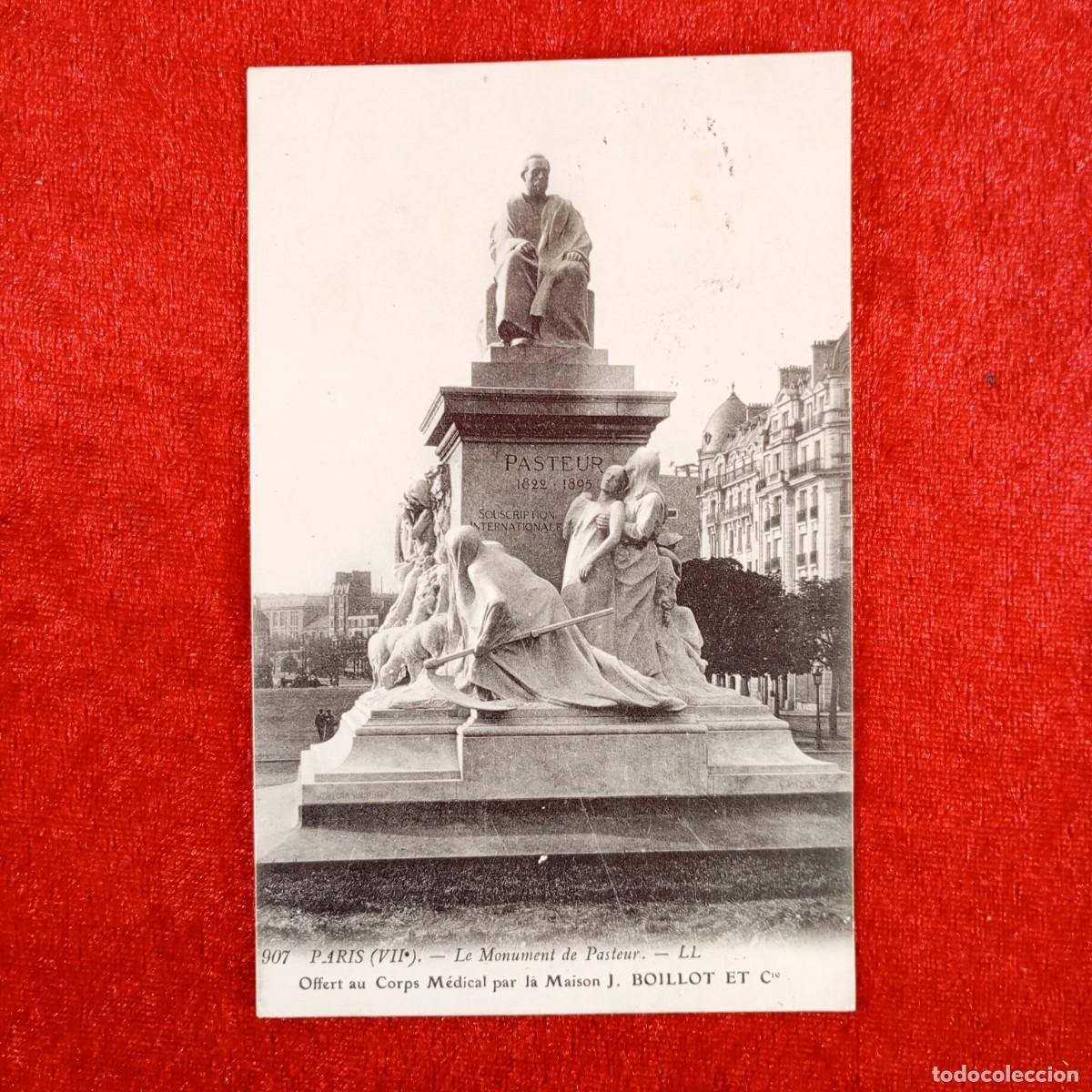 Postales: POSTAL - PARIS - VII - LE MONUMENT DE PASTEUR - J. BOILLOT ET Cie - RAR&Iacute;SIMA / 862