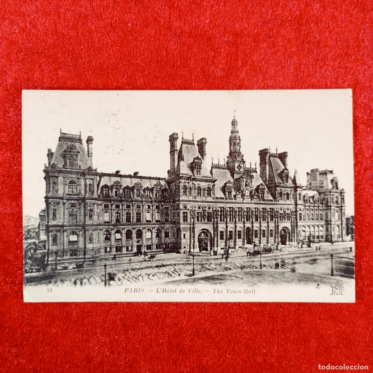 Postales: POSTAL - PARIS - L'HOTEL DE VILLE - THE TOWN HALL - 18 - RAR&Iacute;SIMA / 954