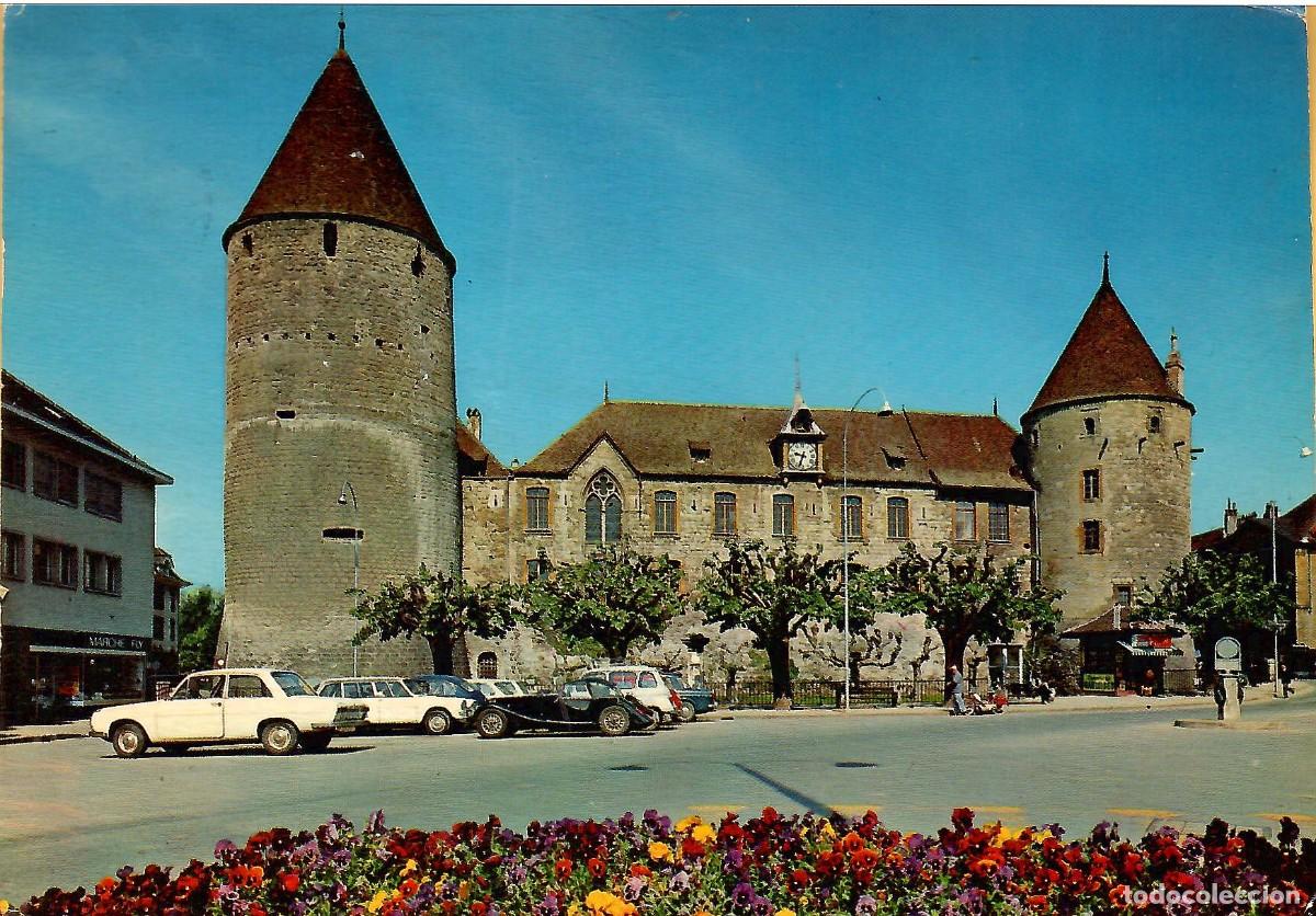 Postales: N&ordm; 13661-YVERDON. Suiza. El castillo. Circulada en 1975. ED. COLORPHOTO EDITION DERIAR BAULMES