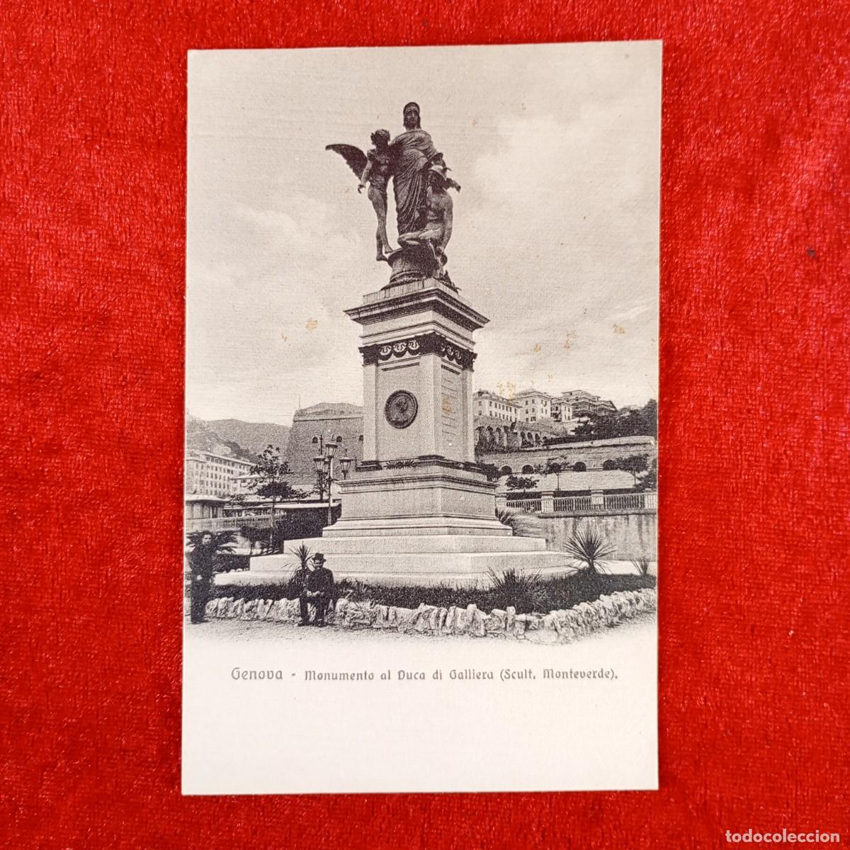 Postales: POSTAL - GENOVA - MONUMENTO AL DUCA DI GALLIERA (SCULT. MONTEVERDE) - RAR&Iacute;SIMA / 1296