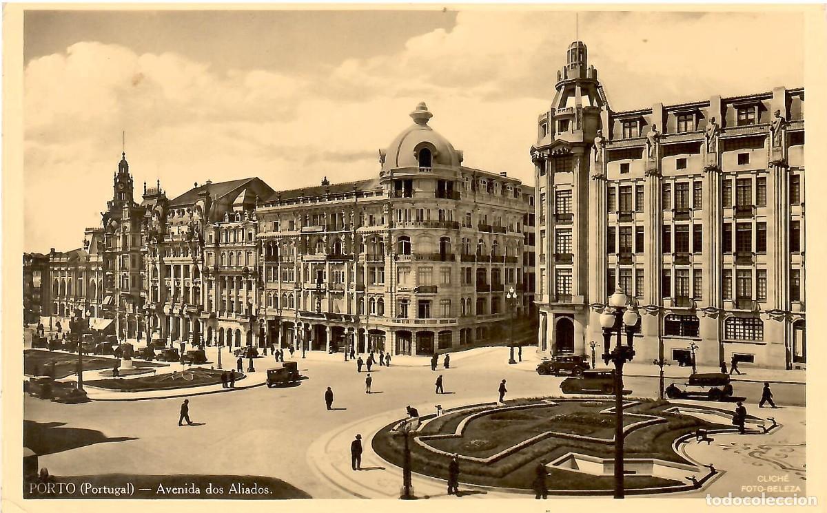 Postales: PORTO. Portugal. Avenida dos aliados. Circulada en 1935. EDITOR ALBERTO ARMANDO PEREIRA