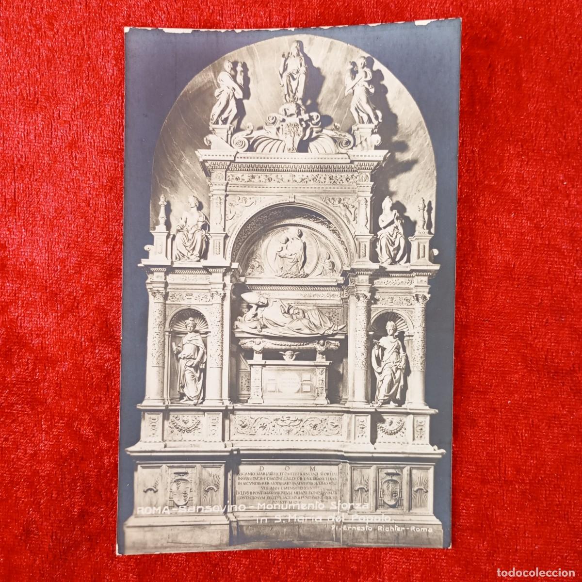 Postales: POSTAL - ROMA-SANSOVINO - MONUMENTO SFORZA IN S. MARIA DEL POPOLO - ERNESTO RICHTER- RAR&Iacute;SIMA / 1439