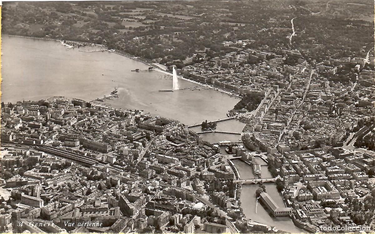 Postales: N&ordm; 34-GINEBRA. Suiza. Vista a&eacute;rea. AL C. SARTORI FILS. Versoix.